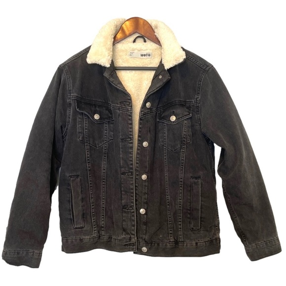 Topshop Jackets & Blazers - 𝅺TOPSHOP MOTO Faux Shearling Lined black Jean
Jacket -Size 6